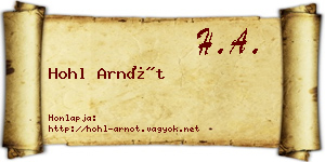 Hohl Arnót névjegykártya